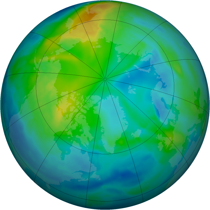 Arctic ozone map for 02 November 2009